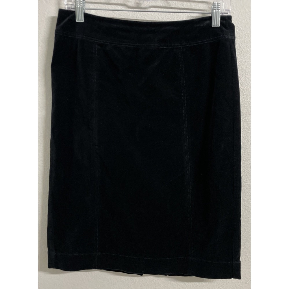 Boden Velvet Pencil Skirt Size 6R‎ Black Lined Stretch Cotton